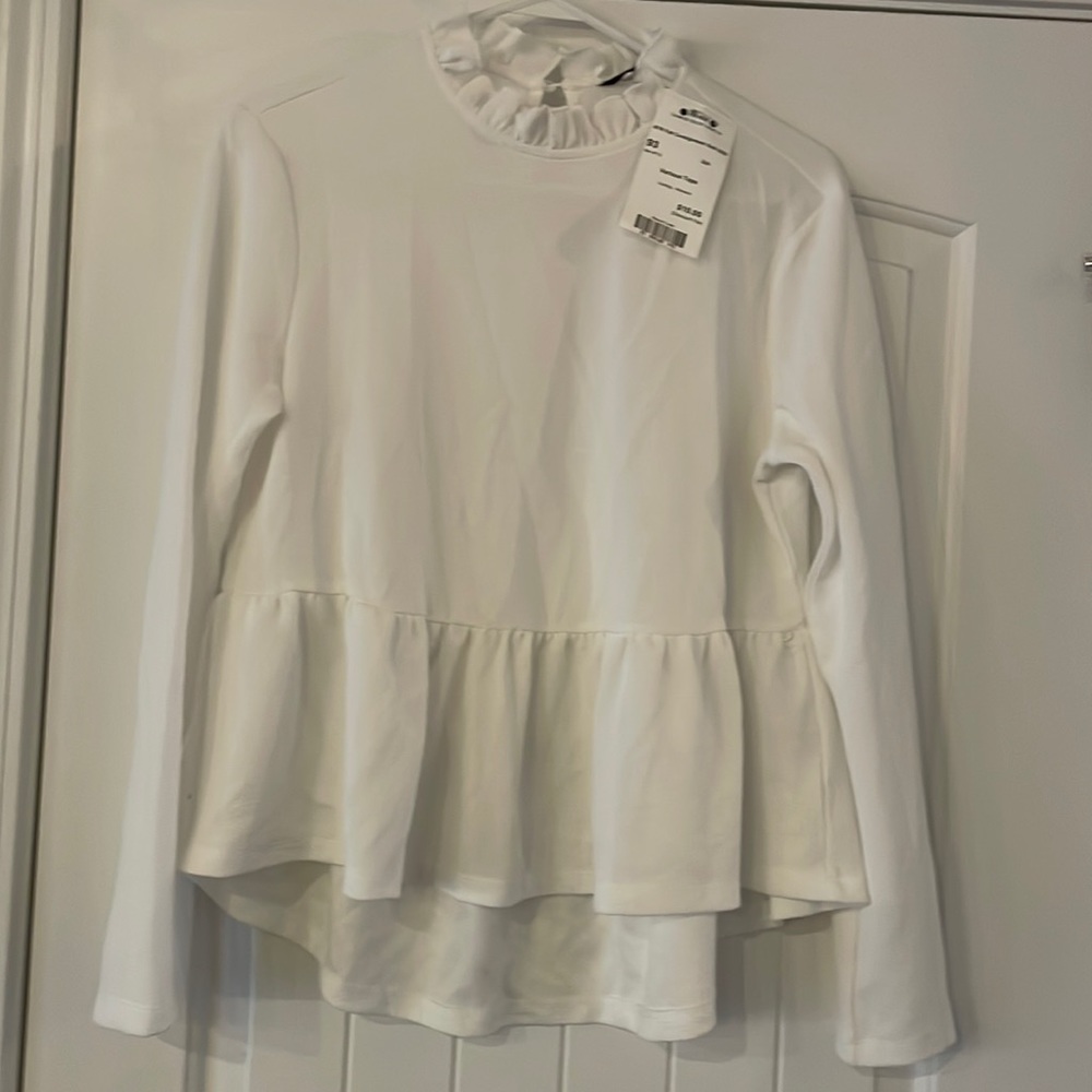 White High Low Ruffle Top